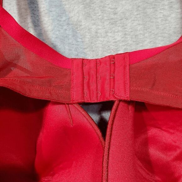 Cacique Bra Womens 42D Red Floral Padded Underwire Adjustable Mesh Band & Straps - Picture 3 of 7